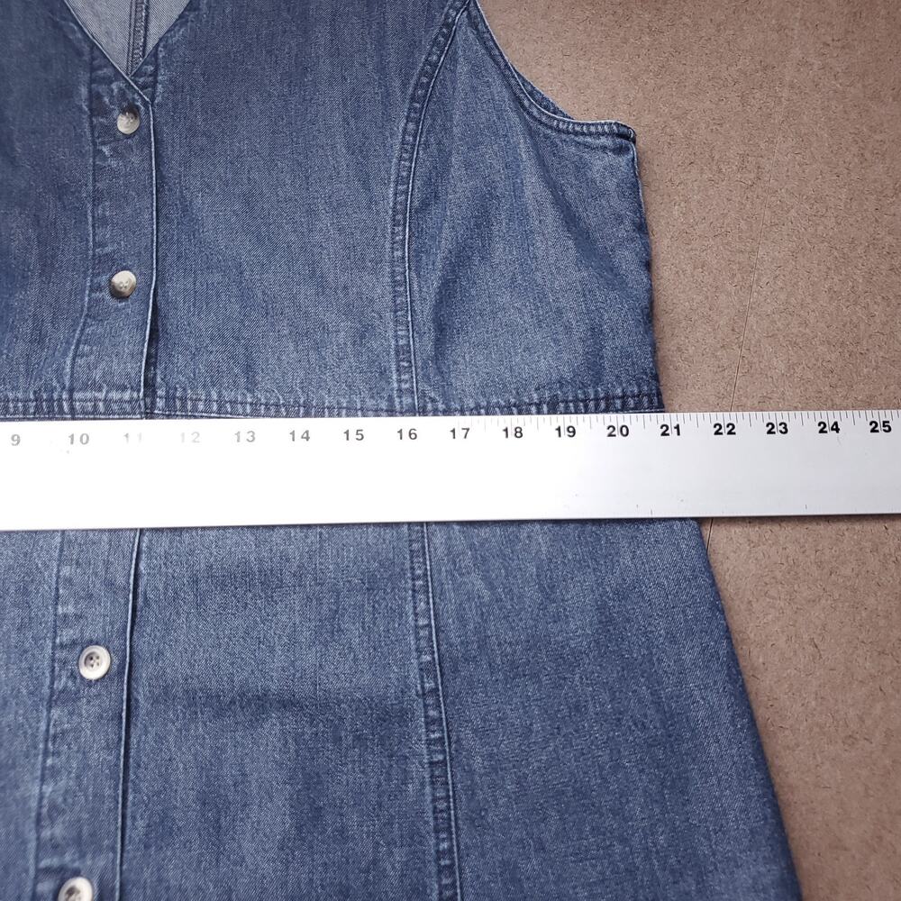 VTG Travelsmith Denim Maxi Dress Womens 16 Blue Dark Wash Button Up Sleeveless - Picture 6 of 11